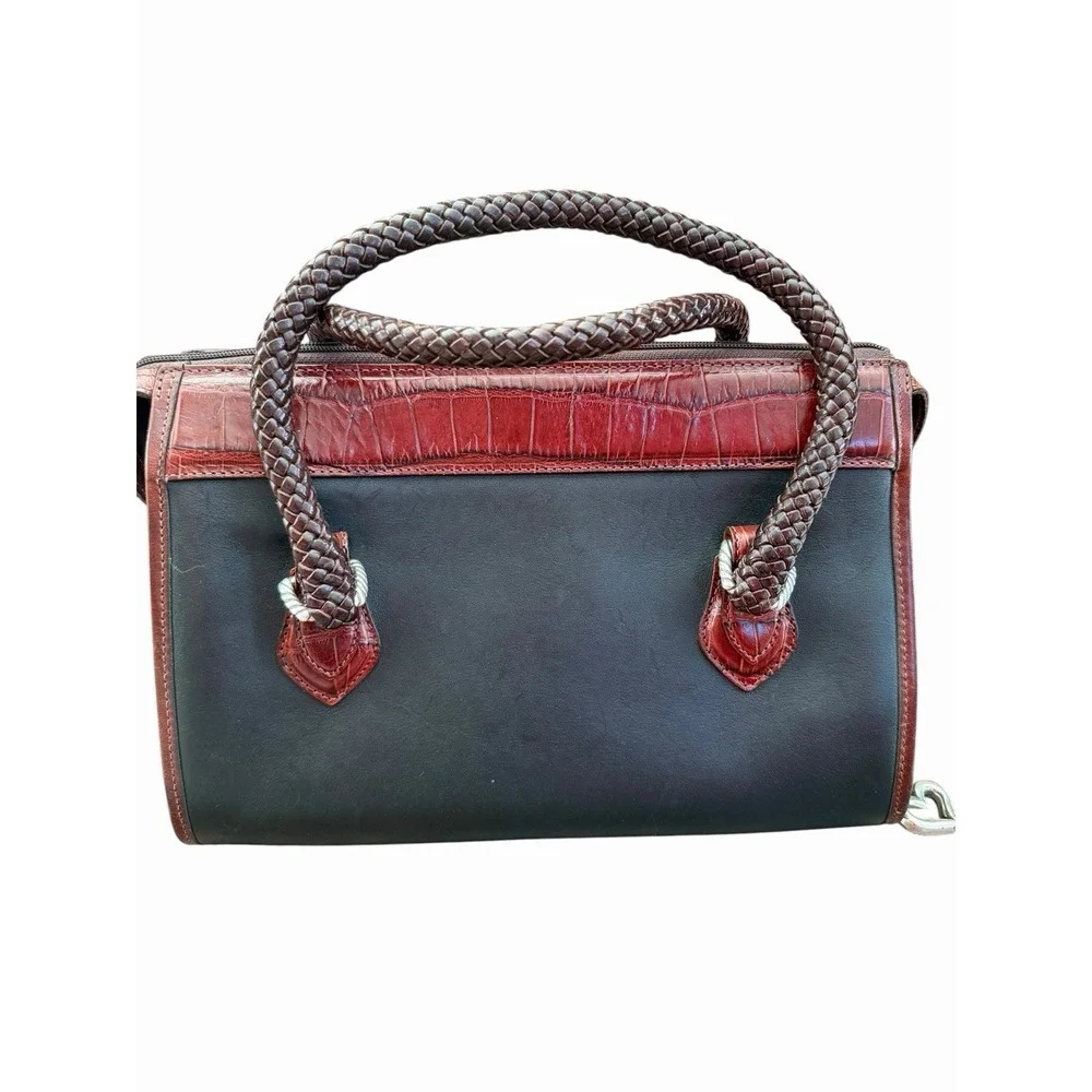 Vintage Brighton Black Brown Alligator Leather Doctor  Bag Lynette‎ Heart wallet
